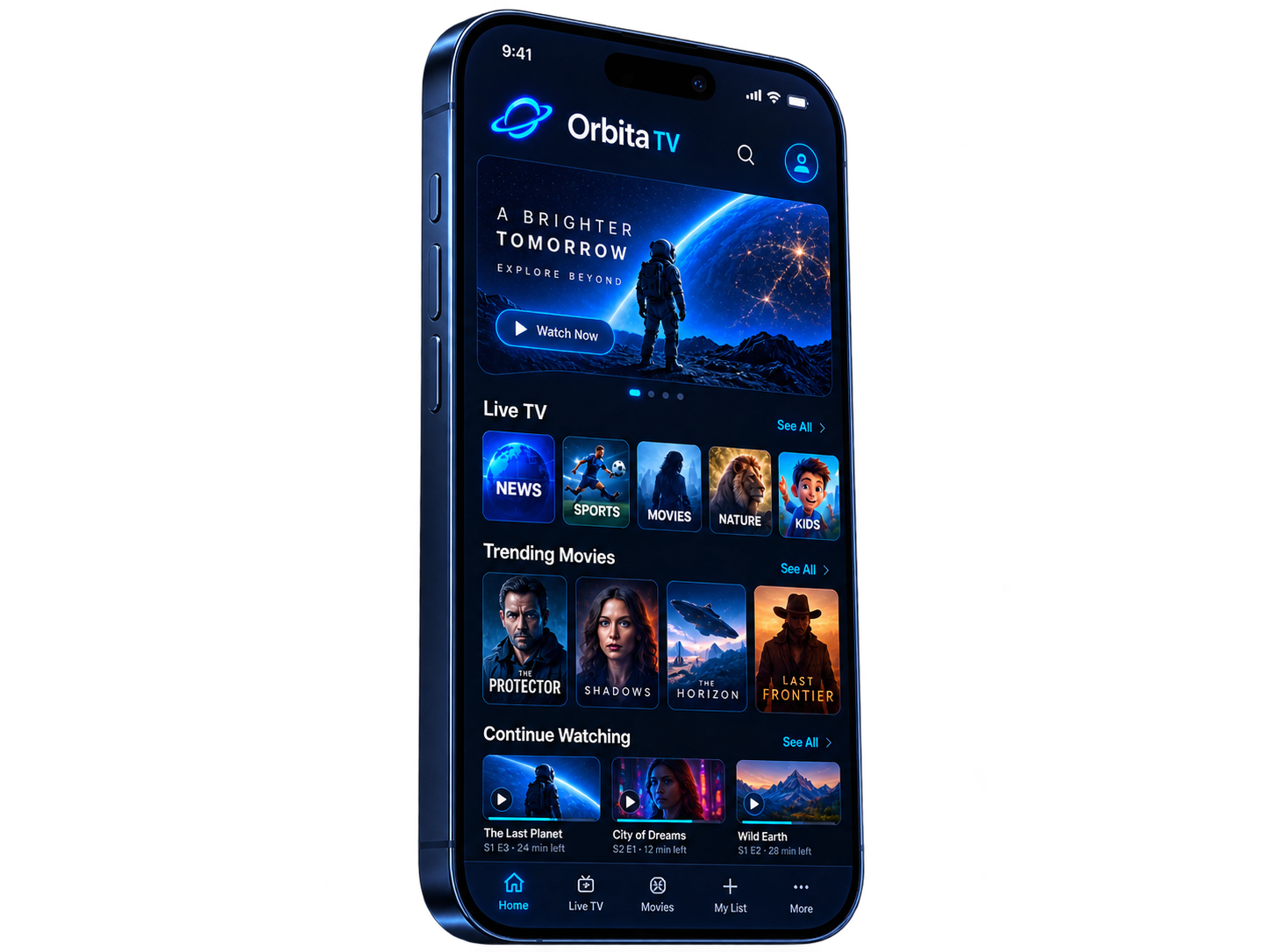 Orbita TV on smartphone